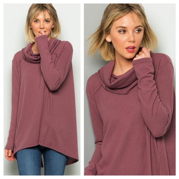 🦋MAKE AN OFFER!🦋Dusty Plum Split Back Cowl Top - Picture 2 of 2